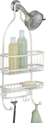 Wire Hanging Shower Caddy Organizer w/ Rustproof Hooks for Razor/Sponge, White - Picture 6 of 6