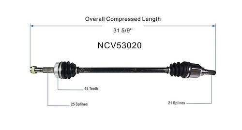 NCV53020 Rear CV Axle Shaft for 08-13 Nissan Rogue 14-15 Nissan Rogue Select AWD - Picture 2 of 7