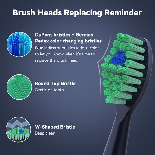 SEJOY Sonic Electric Toothbrush USB Rechargeable 5 Modes with 8 Heads AU - Picture 9 of 15