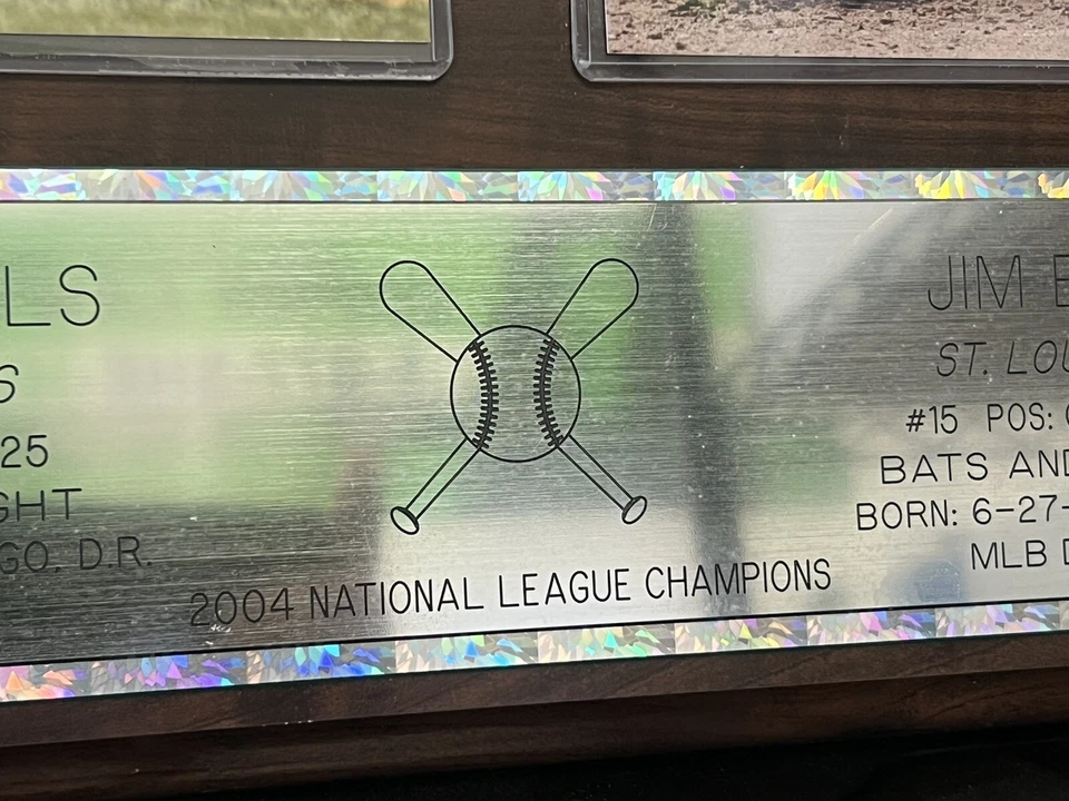 Placa de campeones de la Liga Nacional Albert Pujols, Jim Edmonds 2004. "20"" X 16""" Foto 3 de 4