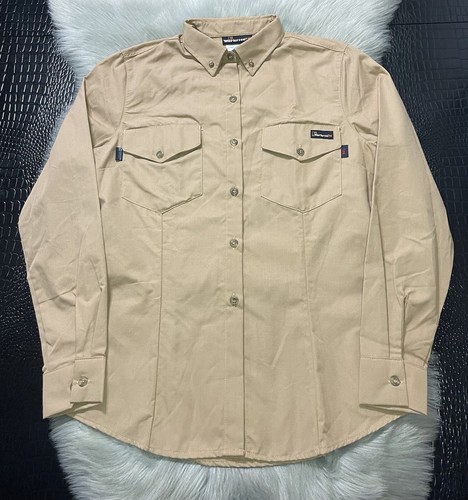 Camisa de Trabajo Workrite FR GlenGuard Abotonada Talla Mediana Caqui Oscuro Tostado EE. UU. Nueva - Imagen 1 de 9