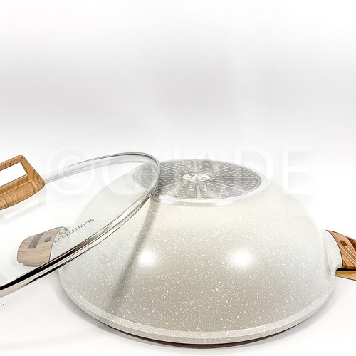 Natural Elements Woodstone Antihaft 14 Wok 7,9 Quart Pfanne mit Deckel Hellbraun Neu - Bild 8 von 9