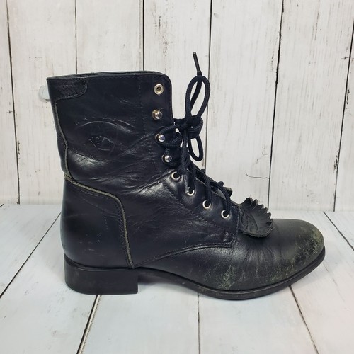 ARIAT Kilter Boots Womens Size 7.5 A-1 competitor Lace-Up Roper Black Leather - Picture 2 of 17