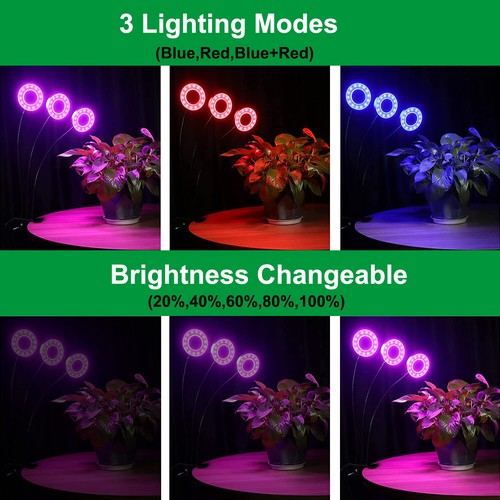 LED Plant Grow Lights Red Blue Spectrum Dimmable Clamp Clip Lamp Switch USB Plug - Picture 4 of 30