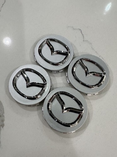 (4 X) MAZDA 56mm Silver Wheel Center Caps Mazda 3/5/6, RX 8, Miata, CX-3/5/7/9 - Picture 2 of 3