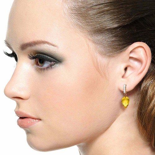 19.15 Carat 14K Solid Rose Gold Gemstone Earrings Diamond Citrine - Picture 2 of 3