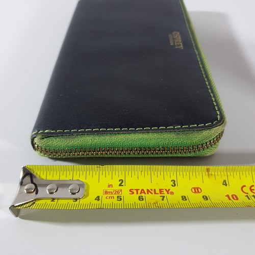 OSPREY Black Leather Purse Wallet Zip Around Logo Monogram Coin Notes Cards - Picture 21 of 21