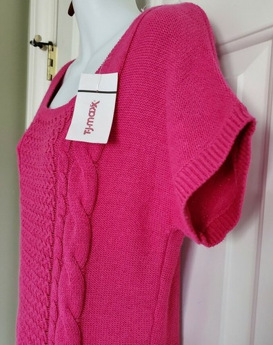 NEW Justice Pink Glittery Short Sleeve Sweater Knit Dress Size 20 - Picture 5 of 10