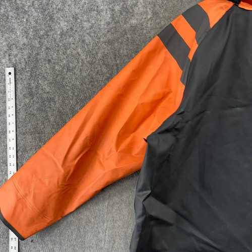 Grundens Jacket Mens XL Black Orange Logo T Snap PVC Fishing Hooded Raincoat - Picture 17 of 23