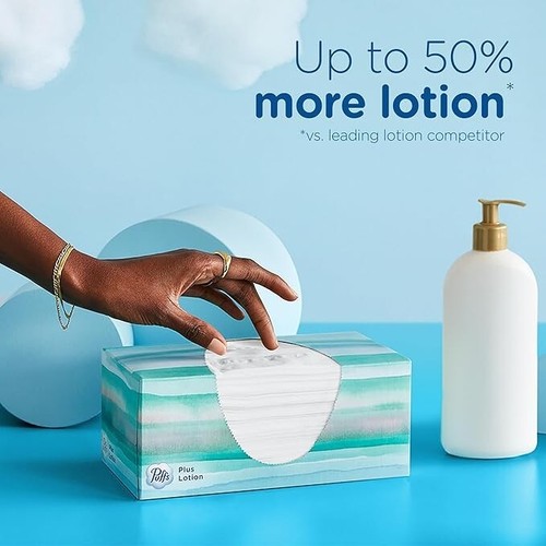 Puffs Plus Lotion Facial Tissues, 8 Family Boxes, 124 Facial Tissues per Box, Al - Picture 4 of 5