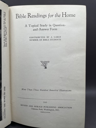 BIBLE READINGS FOR THE HOME Black 1945 Herald Publishing Hardcover Pacific Press - Picture 5 of 7