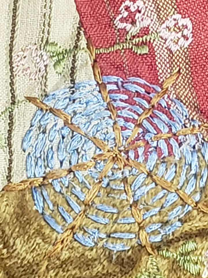 2 Abril Cornell Euro Almohada Sham Patchwork Boho Floral Bordado Borgoña Rojo Foto 3 de 4