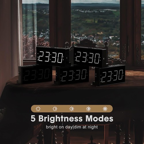 Digital Alarm Clock, 7.5" LED Big Number Clock for Bedroom with 2 Alarms,USB ... - Picture 4 of 9