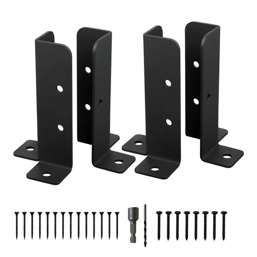 4 Pcs Post Base Support Fence Brackets For Garden Deck Repair Anchor Woodens New - Picture 4 of 12