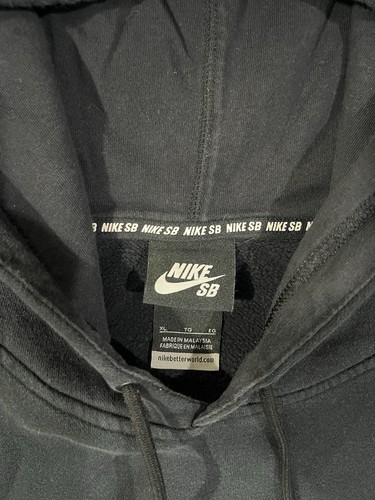 Nike SB Hoodie Sweatshirt Pullover Embroidered Swoosh Black Size XL Flaw - Picture 4 of 4