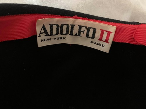 adolfo vintage black hat Paris New York - wool felt skull cap feather pompom - Picture 4 of 4