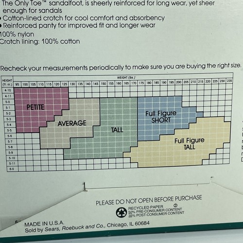 VTG Sears Day Sheers Hug-Alon Regular Pantyhose 1 pair Off Black  Tall USA - Picture 5 of 5