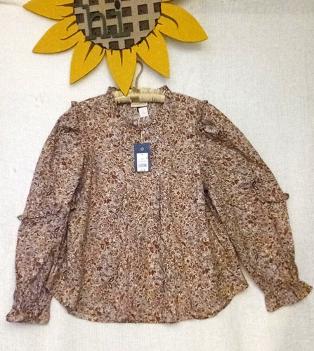 Universal Thread Top XL Boho Floral Cottagecore High Neck Puff Sleeve Shirt NWT - Picture 2 of 15