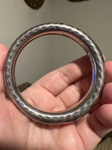 Silpada Thick Hammered Sterling Silver 925 Bangle Bracelet B1117 RETIRED 7.5” - Picture 5 of 10