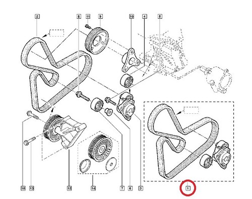 KIT CINTURÓN AUXILIAR 6PK1795 PARA NISSAN RENAULT OPEL 2.2 DCI G9T (OE 7701475628) - Imagen 4 de 4