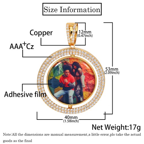 Custom Rotatable Double Sides Photo Pendant Necklace Couple Women Men Gift - Picture 24 of 25
