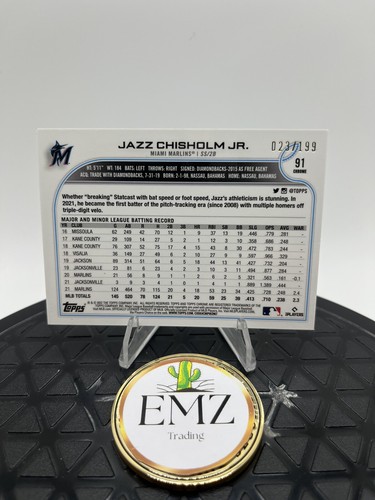 2022 Topps Chrome Jazz Chisholm Jr. Aqua Mini-Diamond #91 SP /199 🔥 - Bild 2 von 2