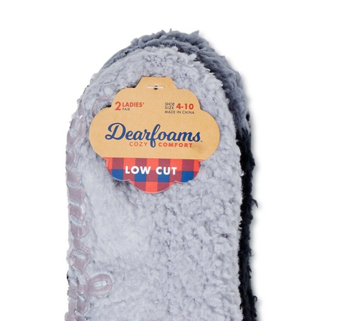 Dearfoams 2 Paar rutschfeste GRÖSSE 4-10 gemütliche bequeme tief geschnittene unscharfe Socken GRAU/SCHWARZ - Bild 5 von 7