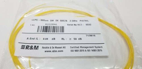 10 Pcs R&M LCPC- 900um SM SX G657A 2,5 Mètres Câble Optique Pigtail. - Afbeelding 2 van 2