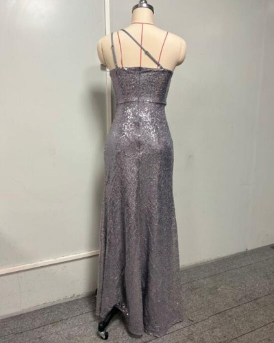 Women's Sexy Spaghetti Strap Sequin Slit Long Evening Dress Cocktail Prom 5439 - Picture 5 of 7