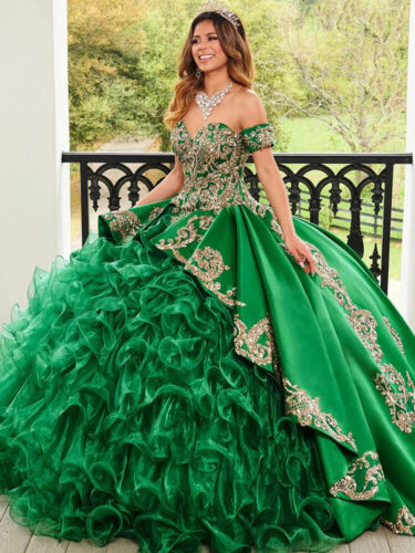 Vestidos de quinceañera satinados vestido de baile con volantes apliques cumpleaños graduación vestido dulce16 - Imagen 2 de 7