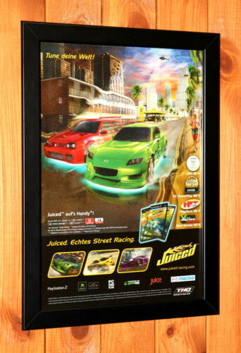 Juiced Video game PS2 Xbox Old Rare Werbeblatt Gerahmt Poster / Ad Page Framed