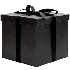 10" Large Gift Box with Lid and Ribbon Black Gift Box with Paper Filler for B...