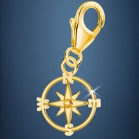 Kompass Karabiner Charm 925 Sterling Silber Gold Vergoldet AnhäNger FüR Armband