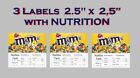 3 pack Vending Machine Candy Laminated (non adhesive) Labels with Nutrition