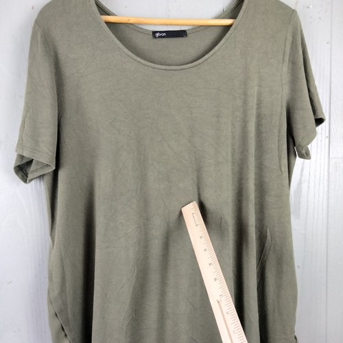 Gibson Tunic Top Women XL Army Olive Green High Low Slub Knit Drape Loose Goblin - Picture 5 of 9