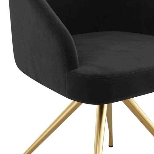Sora Fabric Upholstered Stationary Chair in Black Velvet/Polished Nickel - Picture 4 of 6