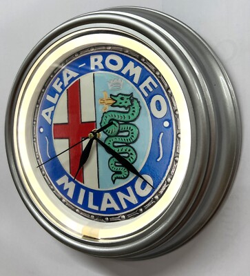 Alfa Romeo 1960-1972 weiße LED ''Neoneffekt'' Wanduhr Garage Werbung