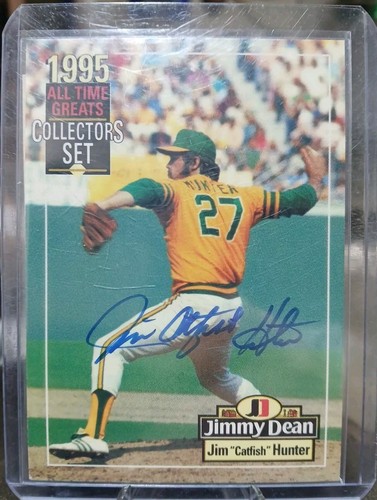 1995 JIMMY DEAN ALL-TIME GREATS ~ JIM "CATFISH" HUNTER AUTO mit COA - Bild 1 von 2