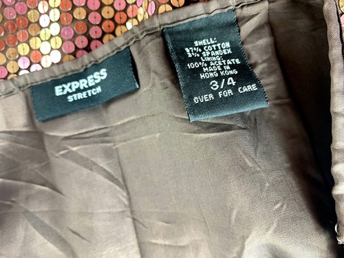 Express Stretch Size 3/4 Sequin A-Line Mini Skirt Bronze - Picture 5 of 5