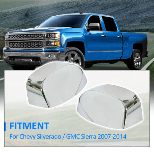 For 2007-2013 2014 Chevy Silverado GMC Sierra Yukon Full Chrome Mirror Cover Cap - Picture 2 of 16