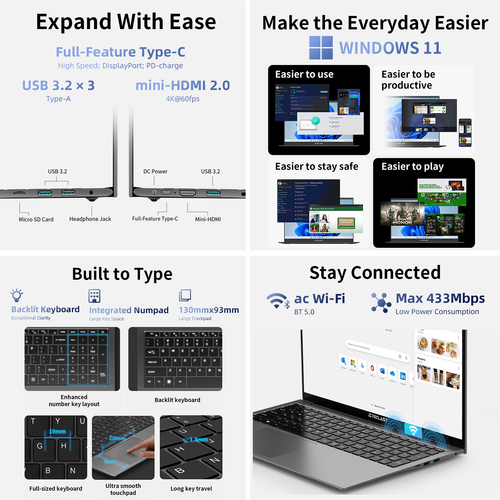 Ordinateur portable Teclast F17 Plus, 17.3", Intel N95, 16 Go RAM, 512 Go SSD - Photo 6/8