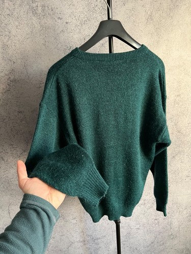 Suéter de punto vintage para hombre Mohair acrílico bordado logotipo años 90 verde talla 48 - Imagen 11 de 16