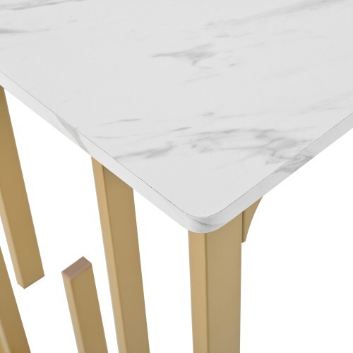 Dining Table 140x80x75cm Metal Legs Rectangular Kitchen Table in Marble Pattern - Picture 8 of 10
