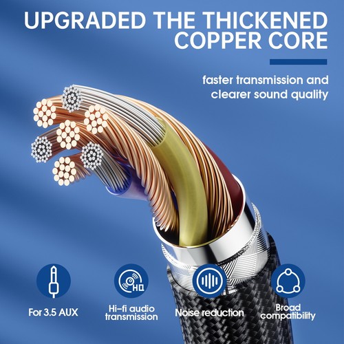 Cable trenzado de malla de algodón estéreo auxiliar de 3,5 mm a audio auxiliar de 3,5 mm - negro, 1,2 M - Imagen 6 de 9