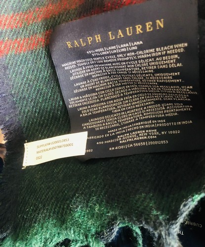 Ralph Lauren Langport Manta Verde Multi Cuadros Lana Lino 52x74 en NUEVO - Imagen 10 de 11