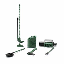 Racers Edge RCE3400G 1/10 RC Scaler Accessory Set 8pc Green Jack,Gas Can, Shovel