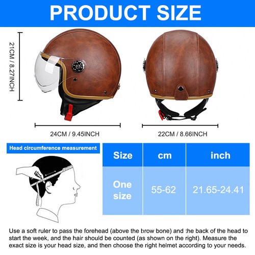 3/4 Chopperhelm Visier Lens Quadhelm Downhill Retro Helme Rally Racing Braun - Bild 5 von 11