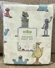 NEW Pottery Barn Kids Sesame Street Organic Twin Sheet Set, Ernie Bert Big Bird