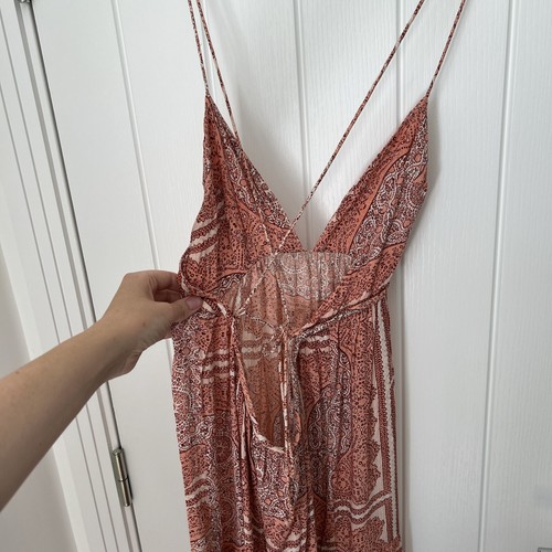 ASOS Summer Paisley Print Peach Beach Dress Backless Size 6 Maxi - Picture 5 of 10