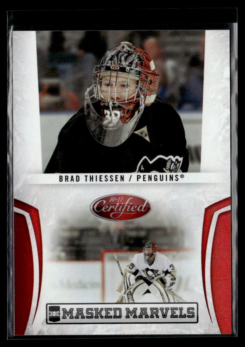 2010-11 Panini Certified Masked Marvels Mirror Red Brad Thiessen 029/250